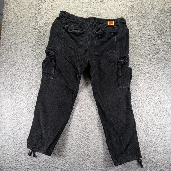 VTG Empyre Pant Mens 36x27 Black Cotton Corduroy Cargo Straight Utility Workwear
